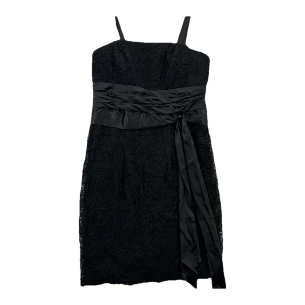 R&M Richards Dress Womens‎ 12 Black Rose Floral Mesh Lace Party Cocktail NWT